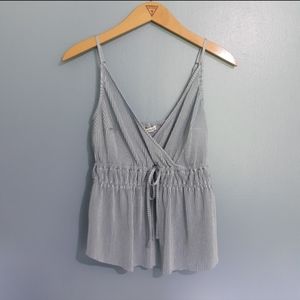 Abercrombie and Fitch baby blue pleated deep V-neck baby doll tank top size S.